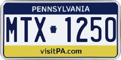 PA license plate MTX1250