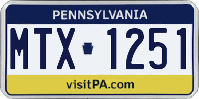 PA license plate MTX1251