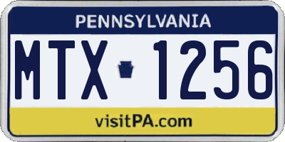 PA license plate MTX1256