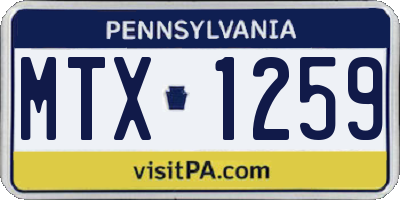 PA license plate MTX1259