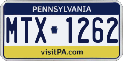 PA license plate MTX1262
