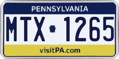 PA license plate MTX1265