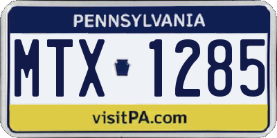 PA license plate MTX1285