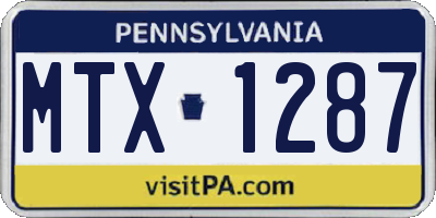 PA license plate MTX1287