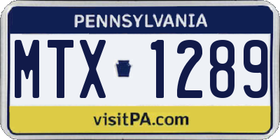 PA license plate MTX1289