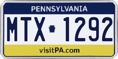 PA license plate MTX1292