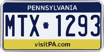 PA license plate MTX1293