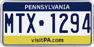 PA license plate MTX1294