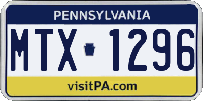 PA license plate MTX1296