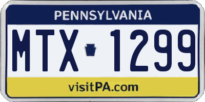 PA license plate MTX1299