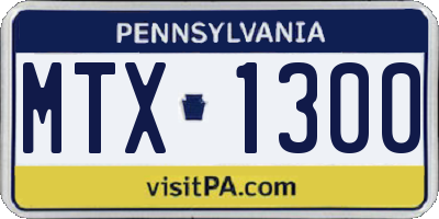PA license plate MTX1300