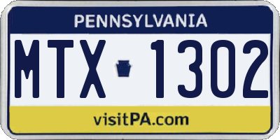 PA license plate MTX1302