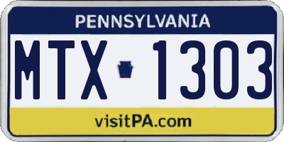 PA license plate MTX1303