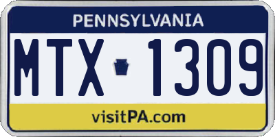 PA license plate MTX1309