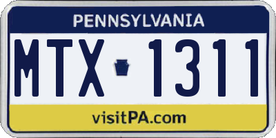 PA license plate MTX1311