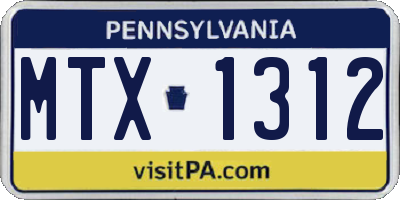 PA license plate MTX1312