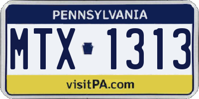 PA license plate MTX1313