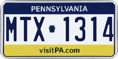 PA license plate MTX1314