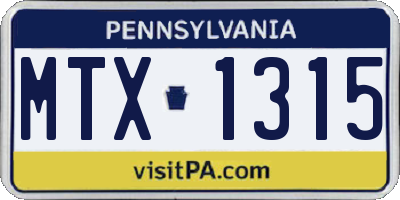 PA license plate MTX1315