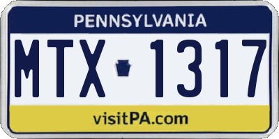 PA license plate MTX1317
