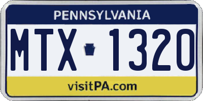 PA license plate MTX1320