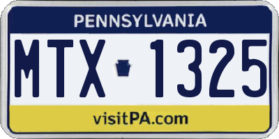 PA license plate MTX1325