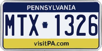 PA license plate MTX1326