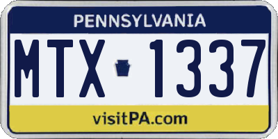 PA license plate MTX1337
