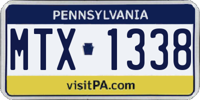 PA license plate MTX1338