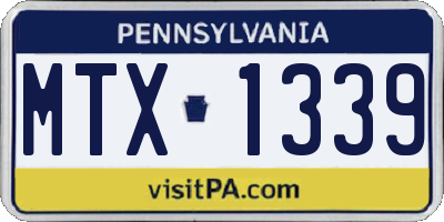 PA license plate MTX1339