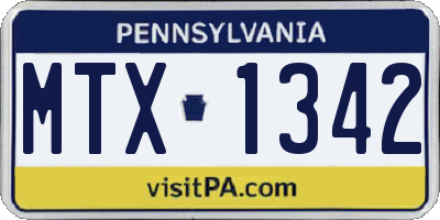 PA license plate MTX1342