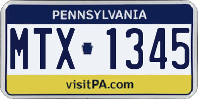 PA license plate MTX1345