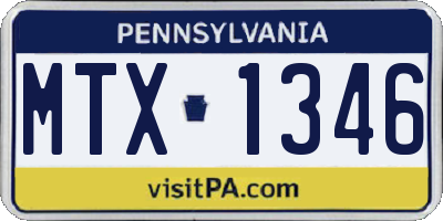 PA license plate MTX1346