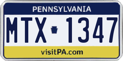 PA license plate MTX1347