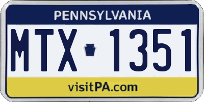 PA license plate MTX1351
