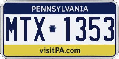 PA license plate MTX1353