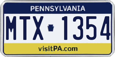PA license plate MTX1354