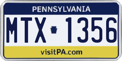 PA license plate MTX1356