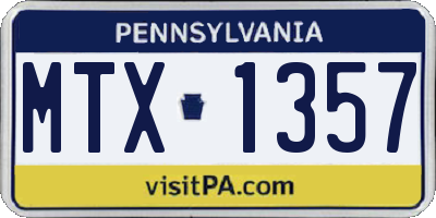 PA license plate MTX1357