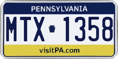 PA license plate MTX1358
