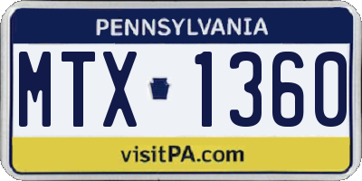 PA license plate MTX1360