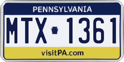 PA license plate MTX1361