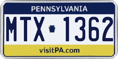 PA license plate MTX1362