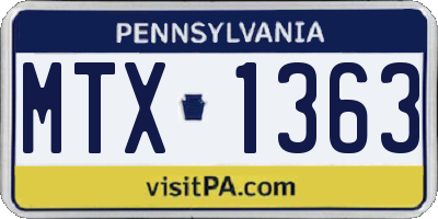 PA license plate MTX1363