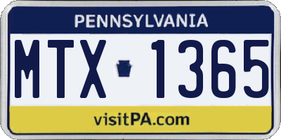 PA license plate MTX1365