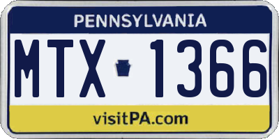 PA license plate MTX1366