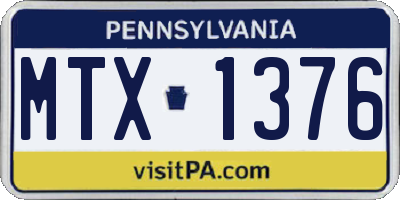PA license plate MTX1376