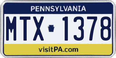 PA license plate MTX1378