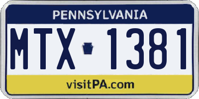 PA license plate MTX1381
