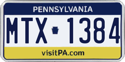 PA license plate MTX1384